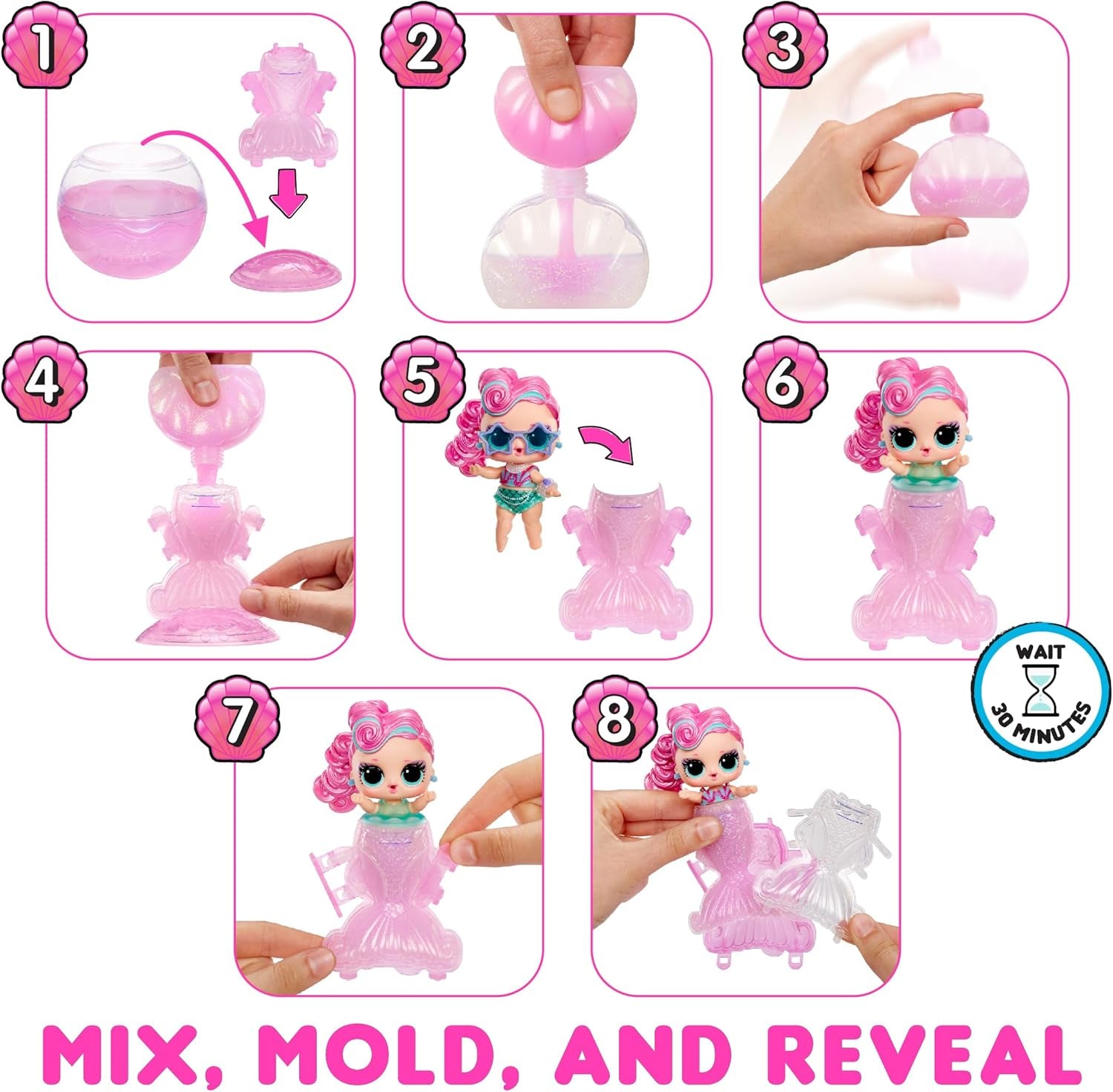 jajaja ¡Sorpresa! Mermaids Tots - Mini muñecas de moda con colas que cambian de color - Adecuadas para coleccionistas, niñas y niños de 4 años en adelante Naty Shop Dolls