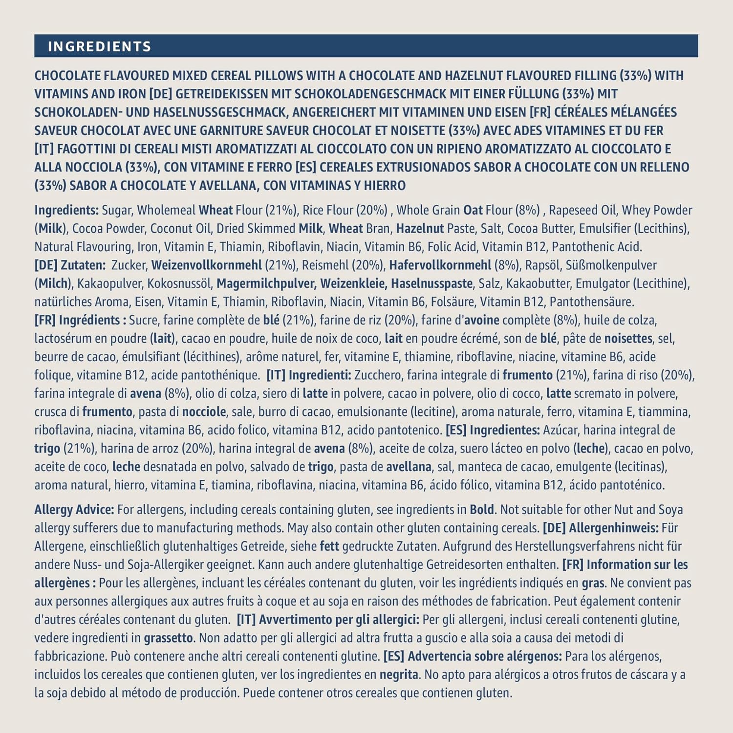 Almohada de chocolate y nueces de Amazon, 375g