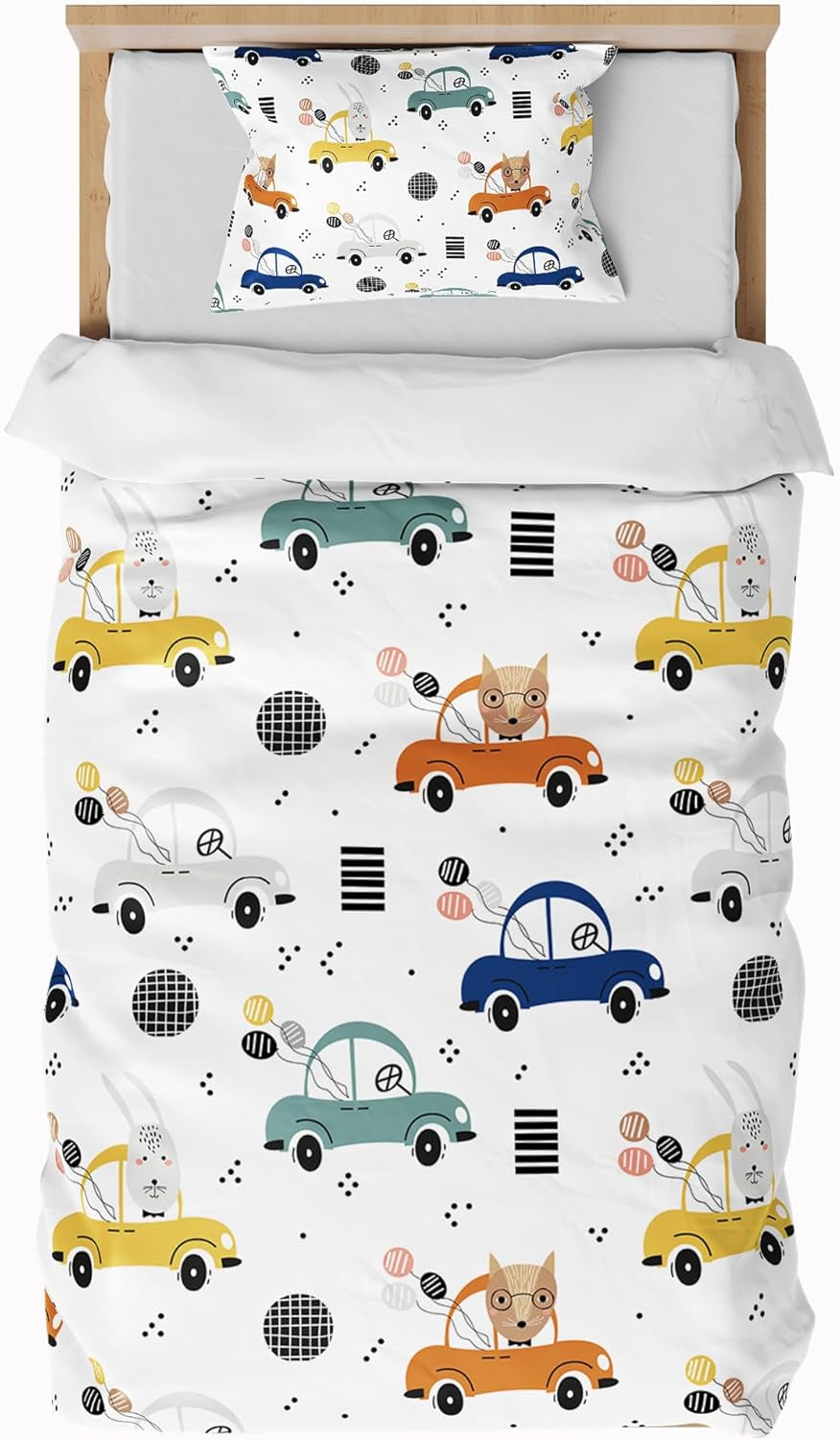 Ropa de cama para niños, chicos, varios modelos, con cremallera, microfibra poliéster Ropa de cama - infantil Naty Shop Auto 100X135 Cm + 40X60 Cm
