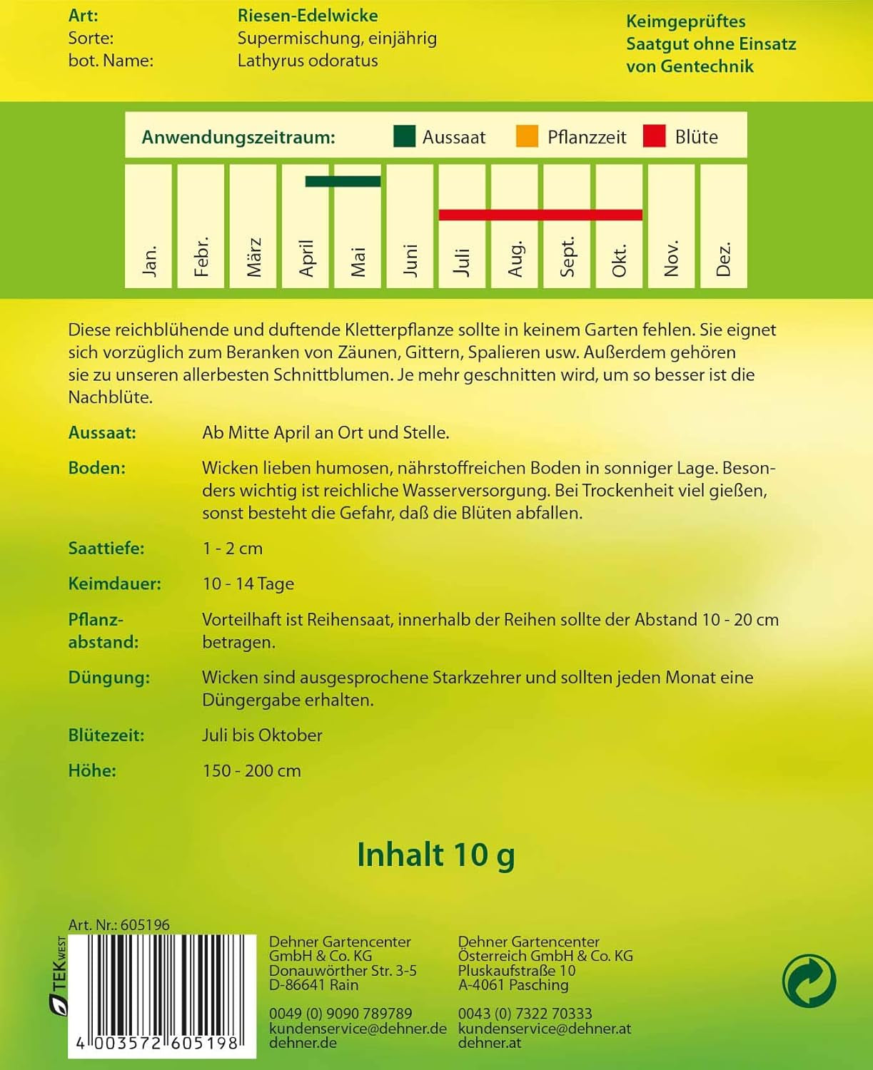 Dehner Blumen-Saatgut, Riesen-Edelwicke "Supermischung", 5Er Pack (5 X 10 G)