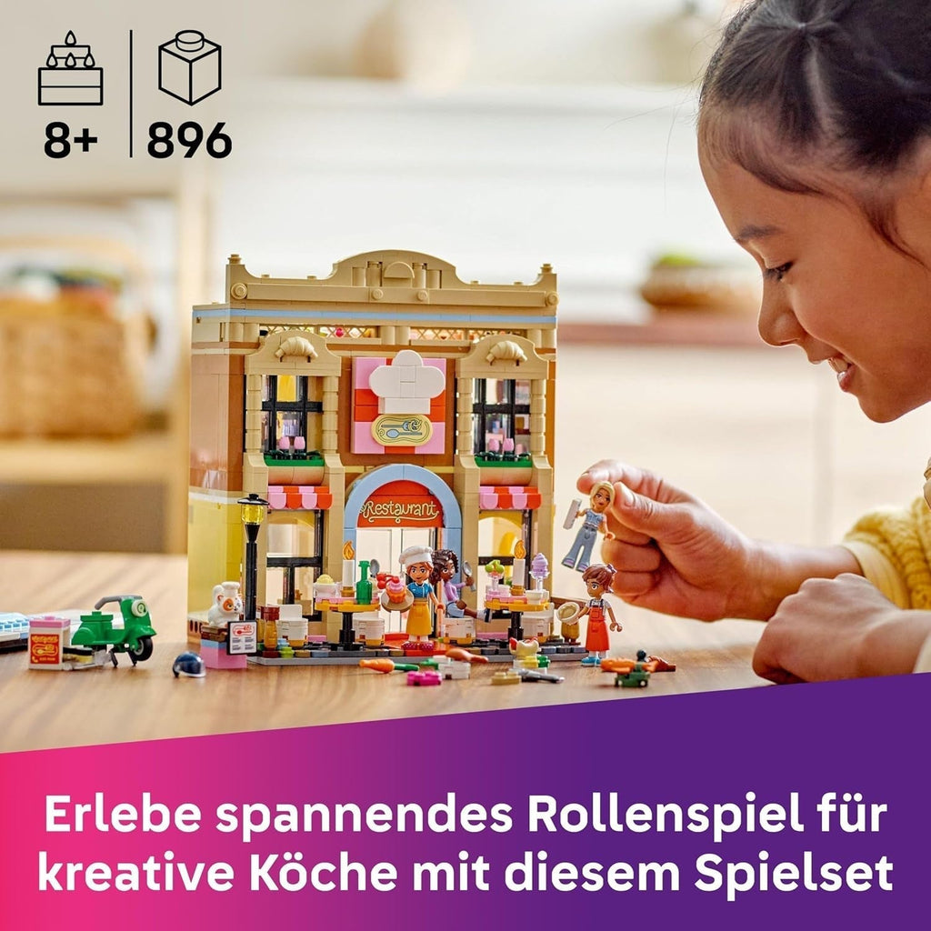 Restaurant și școală de gătit LEGO Friends, set de joacă de rol, jucărie educativă pentru copii de la 8 ani, promovează dezvoltarea socială, cadou de ziua de naștere sau de Crăciun pentru fete 42655 Seturi de constructie Besuche den LEGO-Store