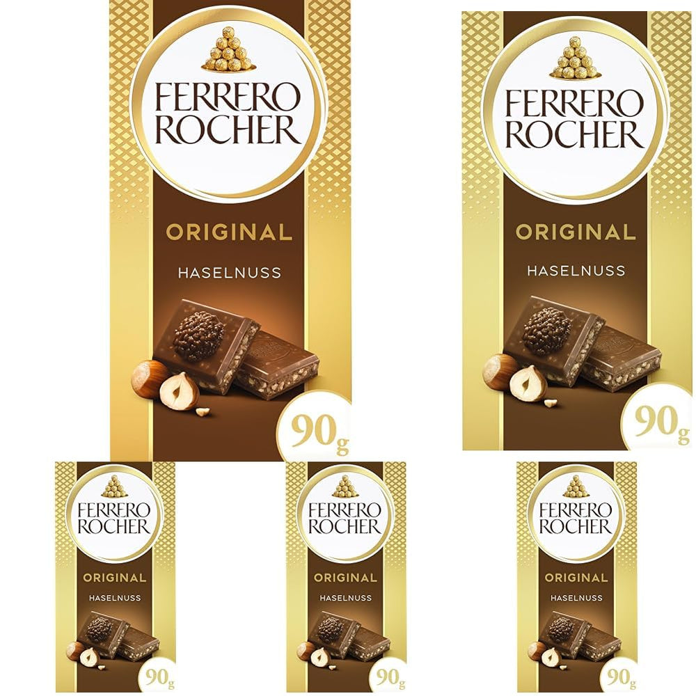 Barrita Ferrero Rocher - Chocolate Blanco con Avellanas - Regalo de San Valentín para Él y Ella - 1 Barra de Chocolate x 90g
