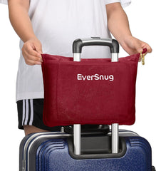 Eversnug Travel Blanket And Pillow - Soft 2 în 1 Airplane Blanket cu Soft Pocket Pillow Cover, Handbag Cover And Backpack Holder (Burgundy Red) Perne calatorie Naty Shop