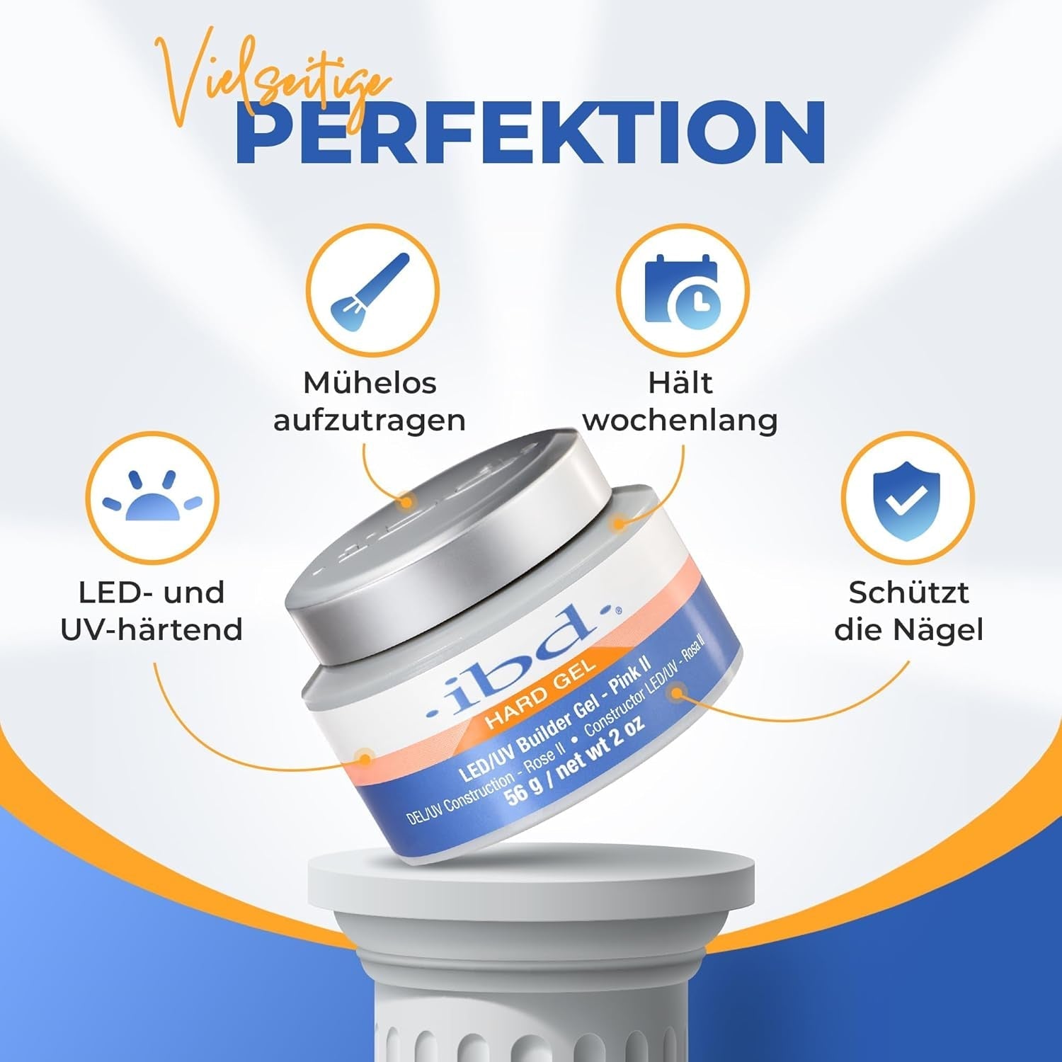 IBD Hard Gel – Gel de construcție LED/UV roz II, 1 pachet (1 x 56 g) – Fabricat în SUA – Construcție unghii acasă – Fără programări sau saloane de unghii zgomotoase