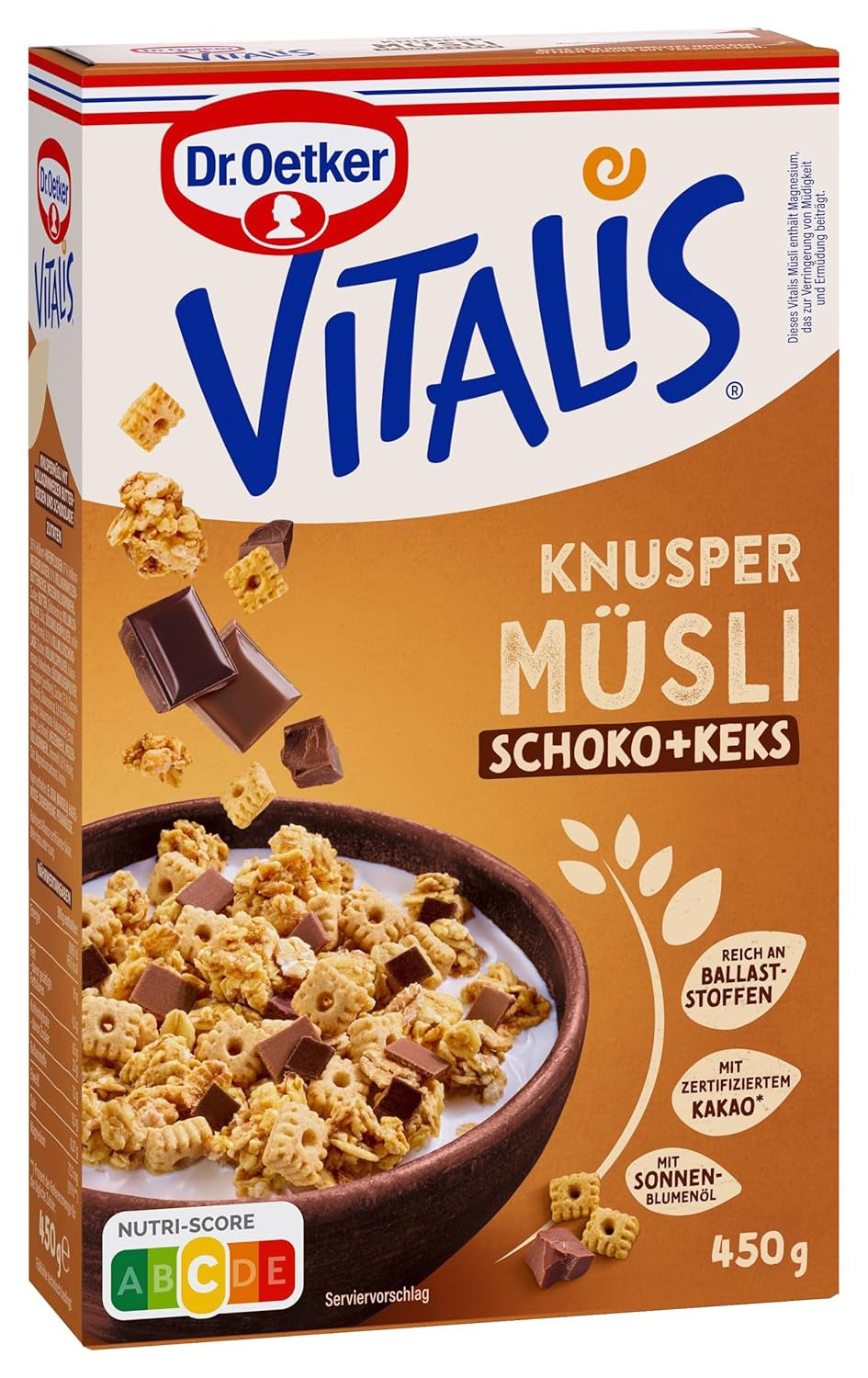 Dr. Oetker Vitalis Crunchy Flakes: muesli crujiente con copos de maíz y trozos de almendra, paquete de 5 (5 x 600 g)