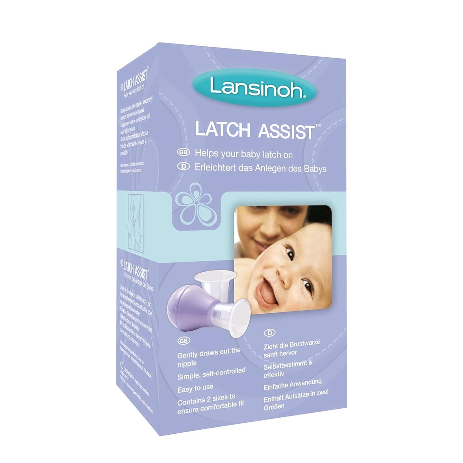 Lansinoh Latch Assist Everter de Pezones con Estuche para Mamás Lactantes, Ofrece Corrección Temporal de Pezones Planos o Invertidos, 2 Conos de Tamaño dentro del Pack y Estuche de Transporte Higiénico Accesorios Lactancia Bebe Naty Shop Latch Assist