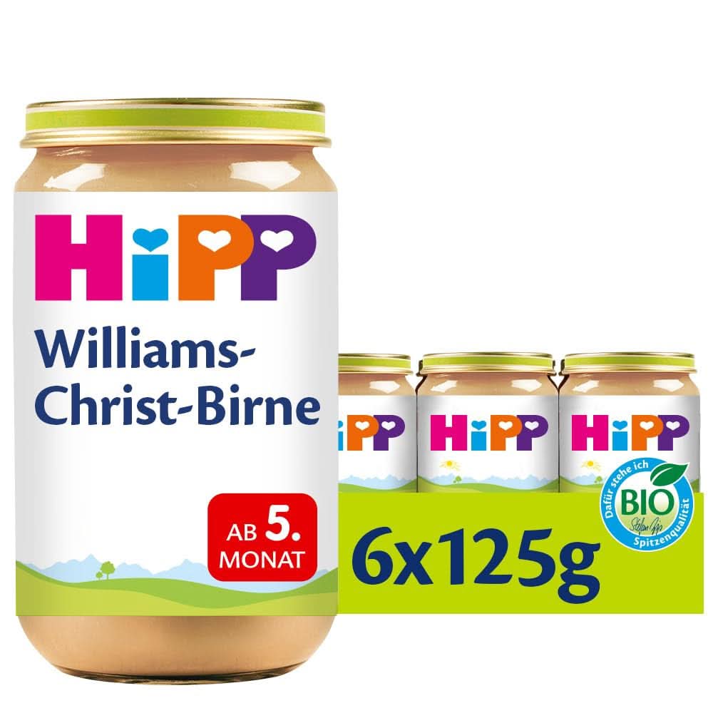 Hipp Fruits, peras Williams-Christ, paquete de 6 (6 X 125 G) Madre e Hijo Naty Shop