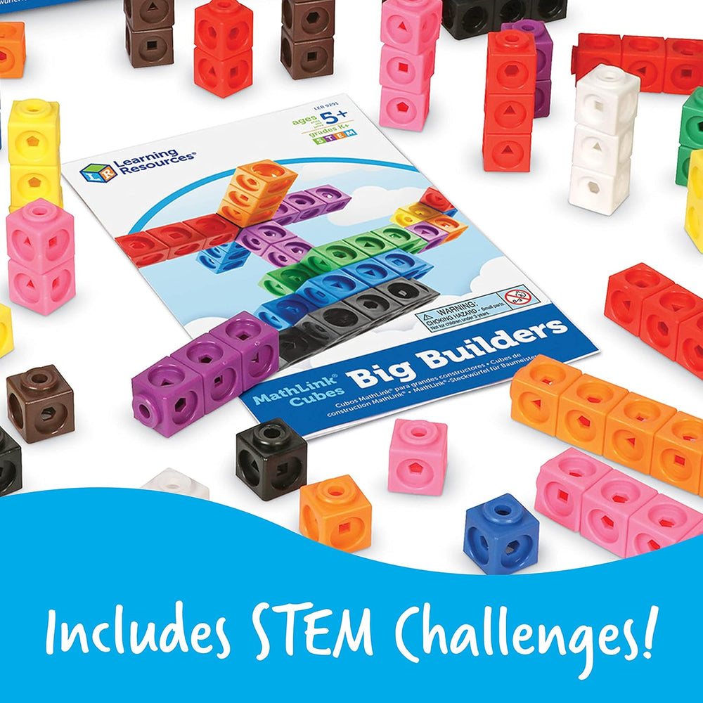 Recursos de aprendizaje MathLink Steckwürfel Big Builders para Baumeister, ab 5 Jahren, Konstruktionsspielzeug für frühes Mint-Lernen, 200 Teile