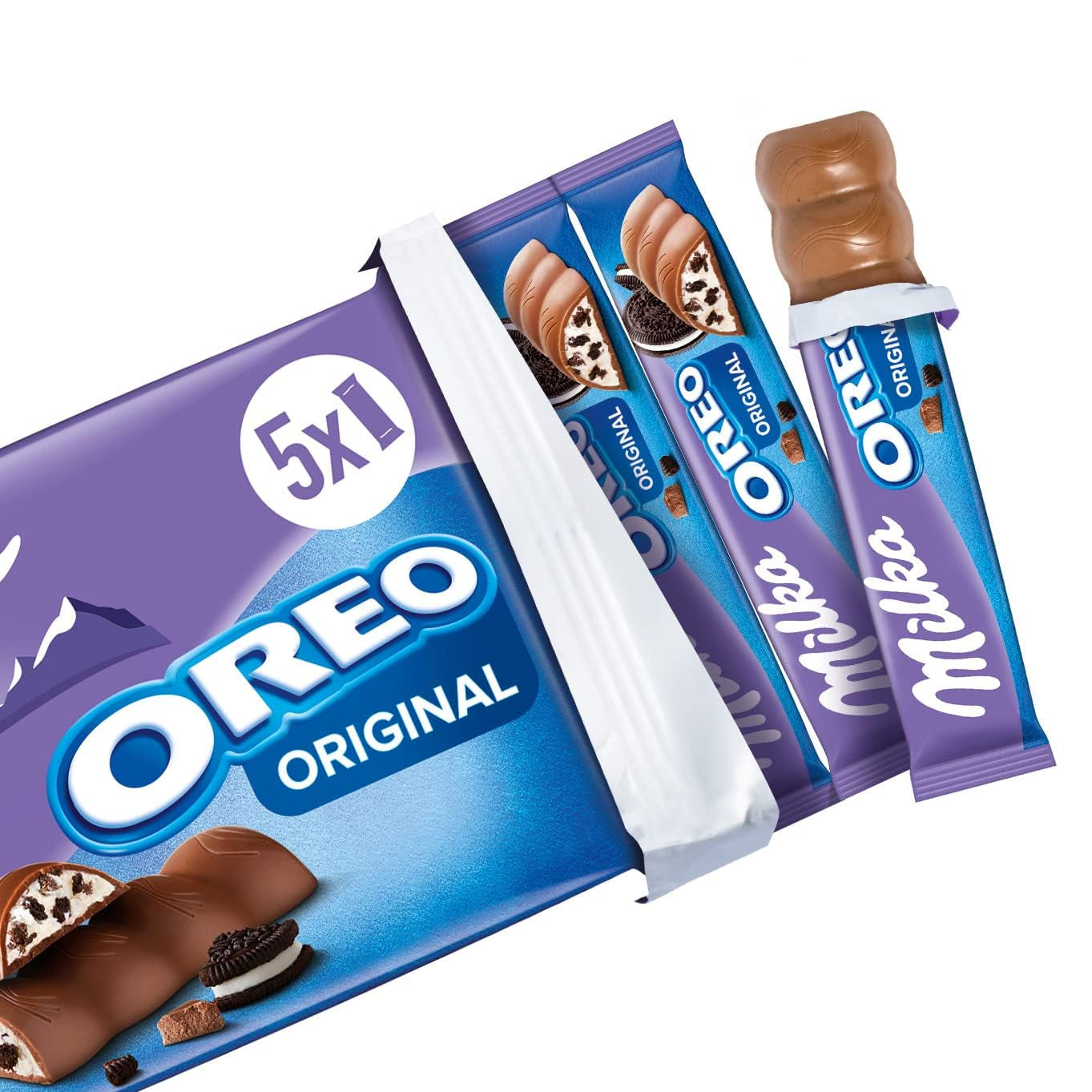 Barritas Milka & OREO – Chocolate con leche alpino con crujientes trozos de galletas OREO en crema de leche – 13 x 185g