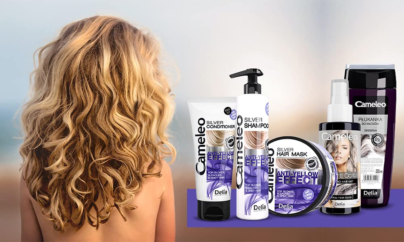 Cameleo - Mască de nuanțare argintie - Fără efect galben - Tratament violet și protecție a culorii pentru păr blond, gri, alb - Nuanțe platinate - Protecție UV - fără parabeni - 200 ml Masca de par Naty Shop