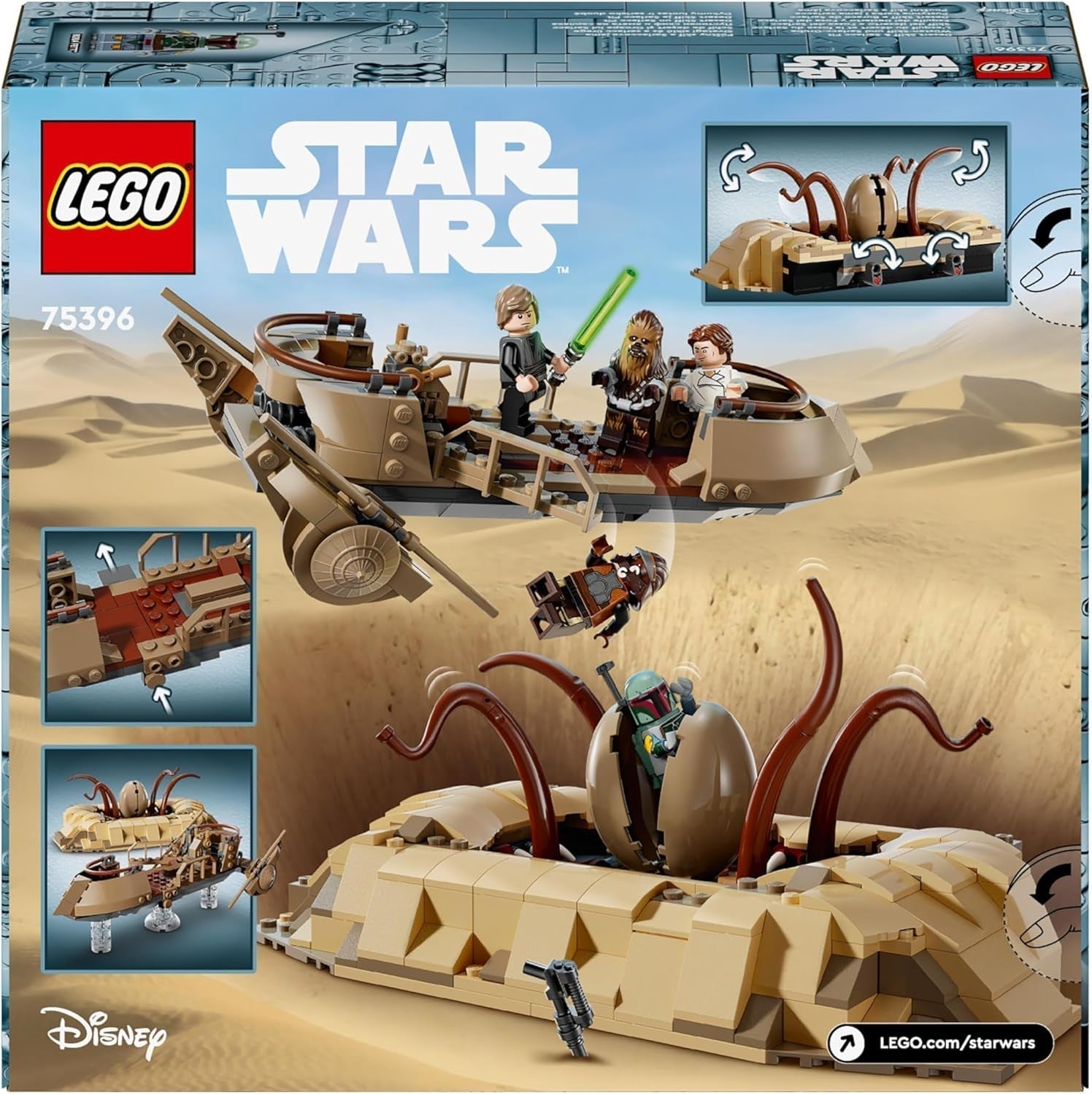 LEGO Star Wars: El Regreso del Caballero Jedi Skiff del Desierto y Pozo de Sarlacc Colección y set de construcción de fantasía Juguete de construcción, regalo para niños, niñas y todos los fanáticos 75396 Juegos de construcción Besuche den LEGO-Store