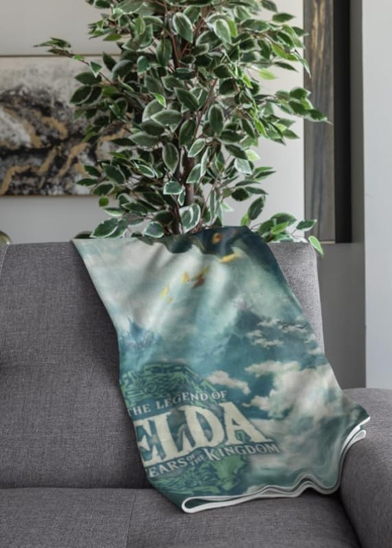 Manta sherpa zelda - sky totk - 100 x 150 cm - producto con licencia oficial, verde, camas y mantas twin hÃ”MADICT