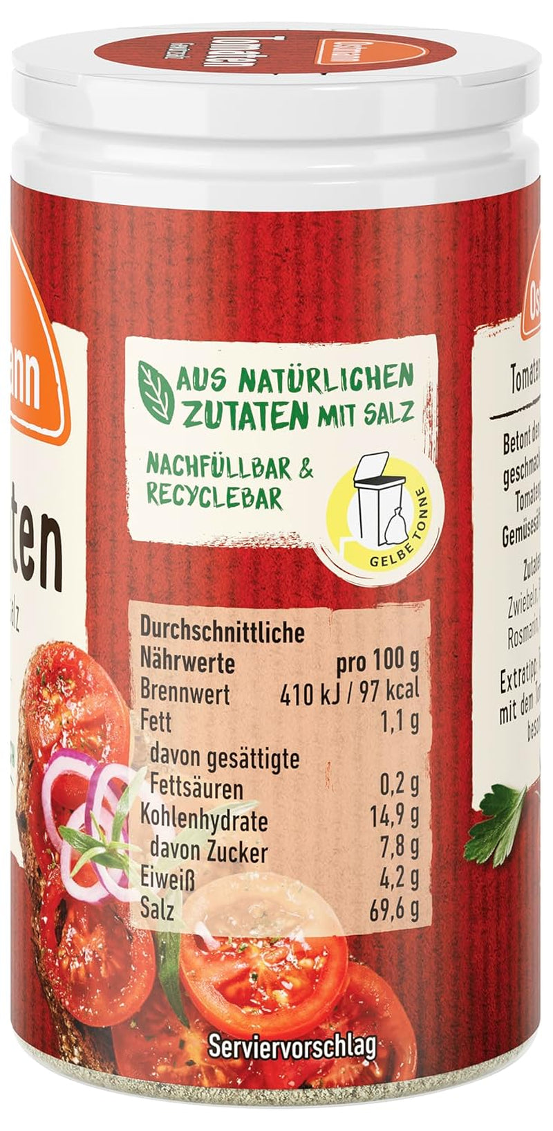 Ostmann Gewürze - Tomate Gewürzsalz | Perfecto para condimentar ensalada de tomate y bruschetta 60 g en Der Streudose
