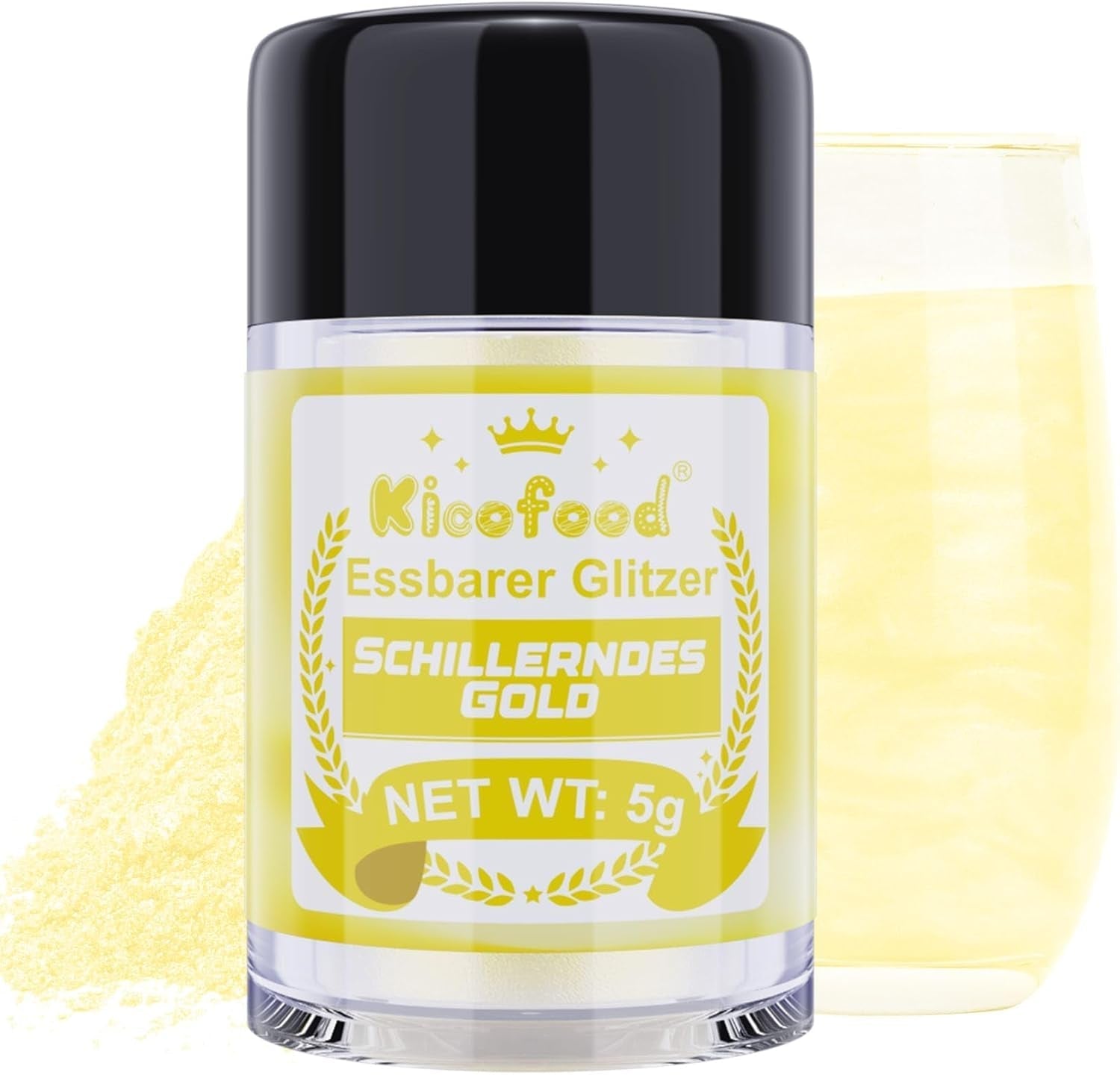 Kicofood, purpurina comestible, 5 gramos, varios colores Glitter Naty Shop Oro iridiscente