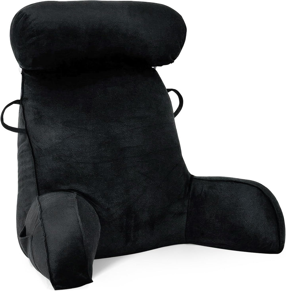 Pernă de citit XL pentru pat și canapea cu rolă detașabilă pentru gât, pernă ideală pentru spate pentru adulți cu spumă cu memorie pentru citit confortabil, lucru, joacă, vizionat la televizor, relaxare (roz)