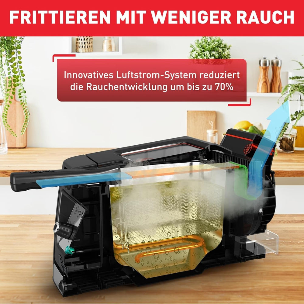 Freidora Tefal FR600D Clear Duo, fritura con menos humo y olores, 1,2 kg de capacidad, termostato, temporizador, gran ventana de visualización sin vaho Electrodomésticos Naty Shop