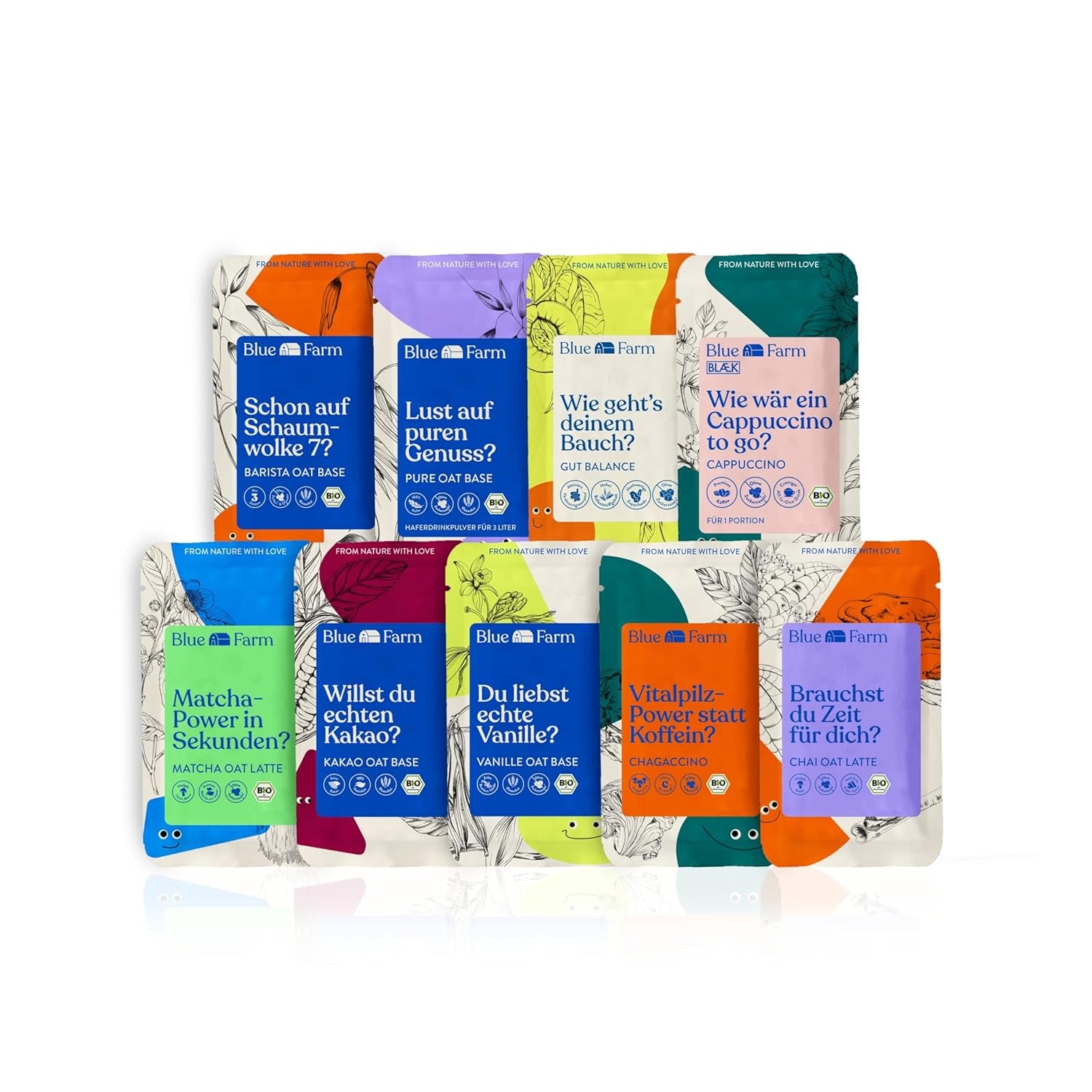 Blue Farm Pure Oat Base para bis 8 Litros Haferdrink zum Selbermischen – 100% mejor calidad biológica – 100% vegano, sin lactosa y sin gluten – 90% blanco Verpackungmüll