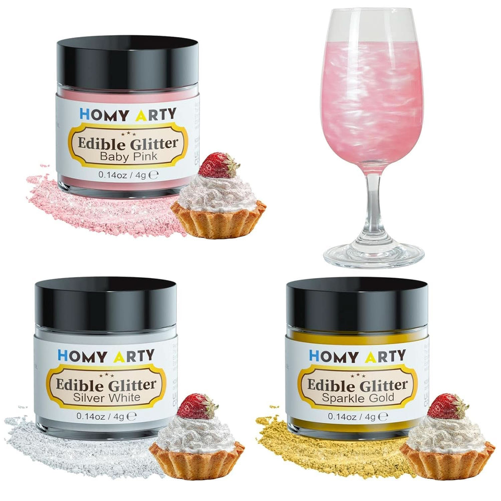 Purpurina comestible para bebidas, 4 gramos Glitter Naty Shop Set 3 colores