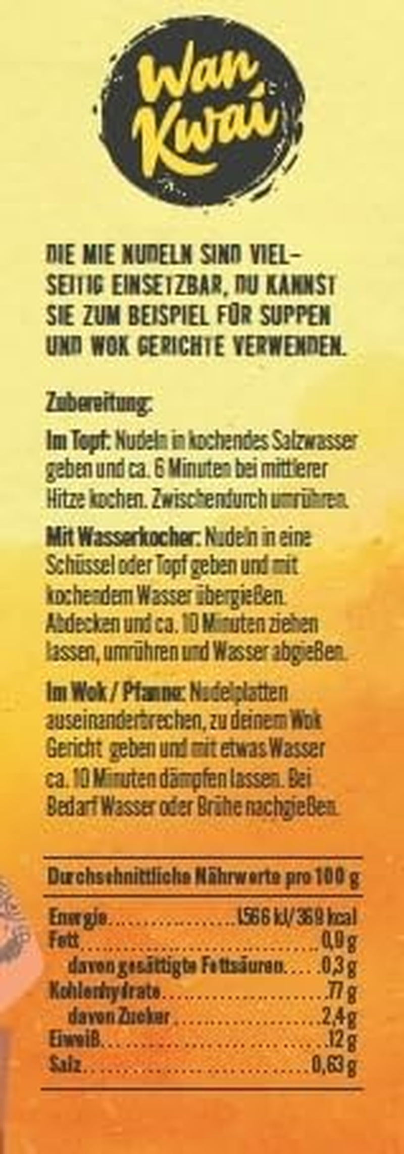 Fideos Wan Kwai Mie 250g: Versátiles en sopas y platos al wok, preparados rápidamente en 6 minutos, descubre el sabor de la cocina asiática y benefíciate de ingredientes de alta calidad.