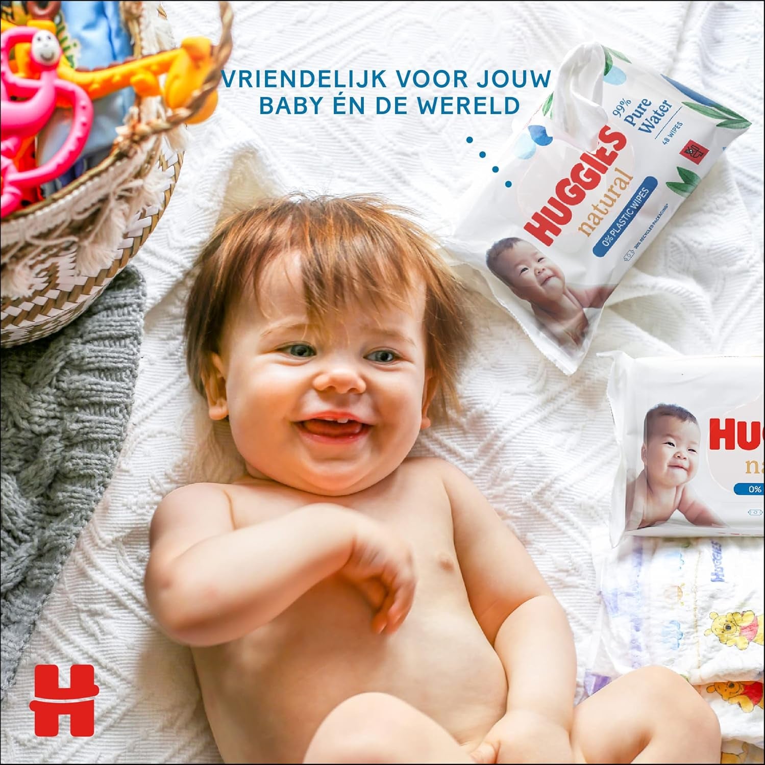 Toallitas húmedas naturales biodegradables Huggies para bebés sensibles, 8 x 48 toallitas, paquete a granel