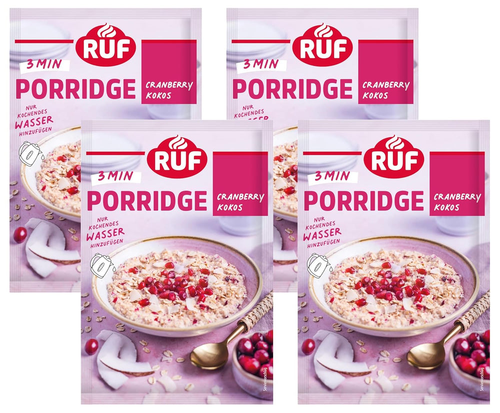 Avena instantánea RUF con fresas y vainilla, una comida de verano con avena lista en 3 minutos, 1 sobre x 65g