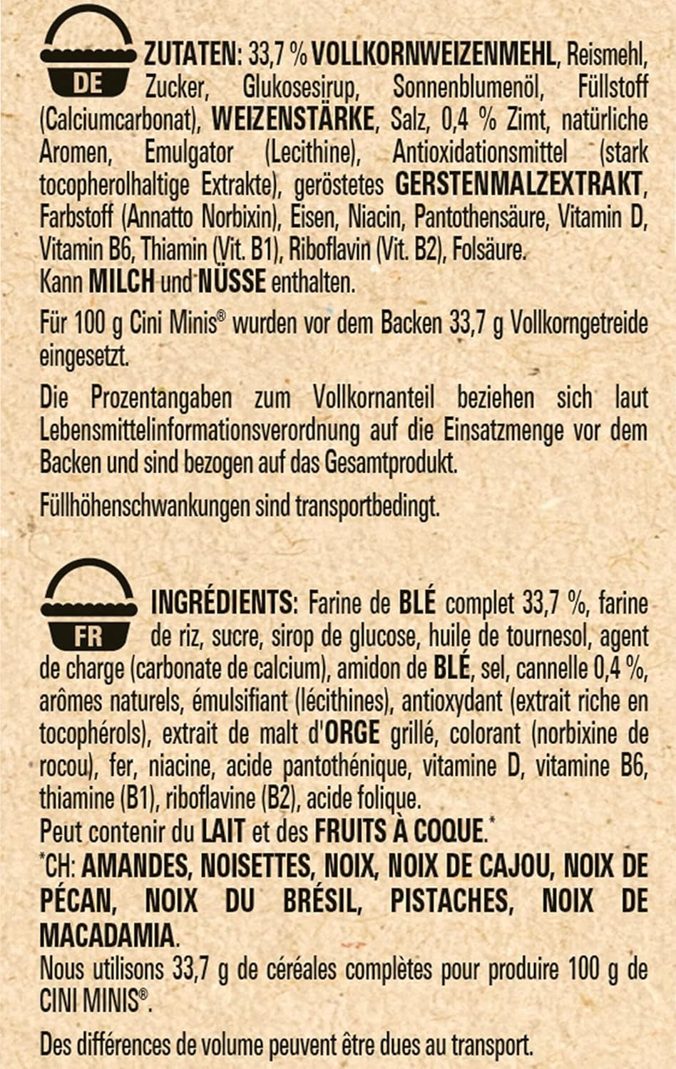 Nestlé CINI MINIS, Muesli con Canela, 37% Cereales Integrales Vitales, con Vitaminas, Calcio y Hierro, Copos Crujientes, Paquete de 7 (7x375g)
