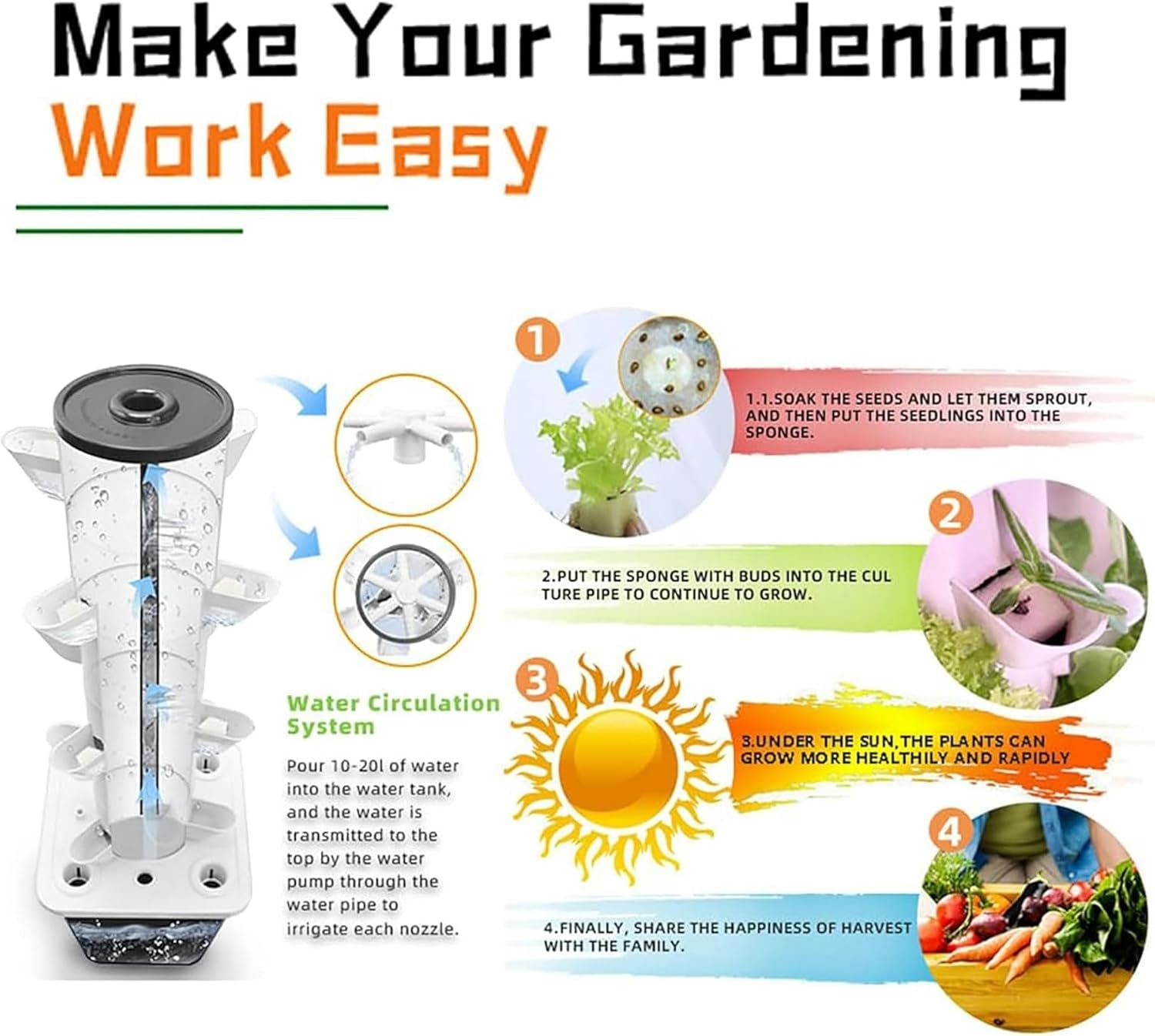 Turn hidroponic cu 30 de capsule, sistem de creștere hidroponică, kit de creștere aeroponică pentru ierburi, fructe și legume cu pompă de umidificare, adaptor, ghivece din plasă, temporizator pentru ierburi, fructe și legume