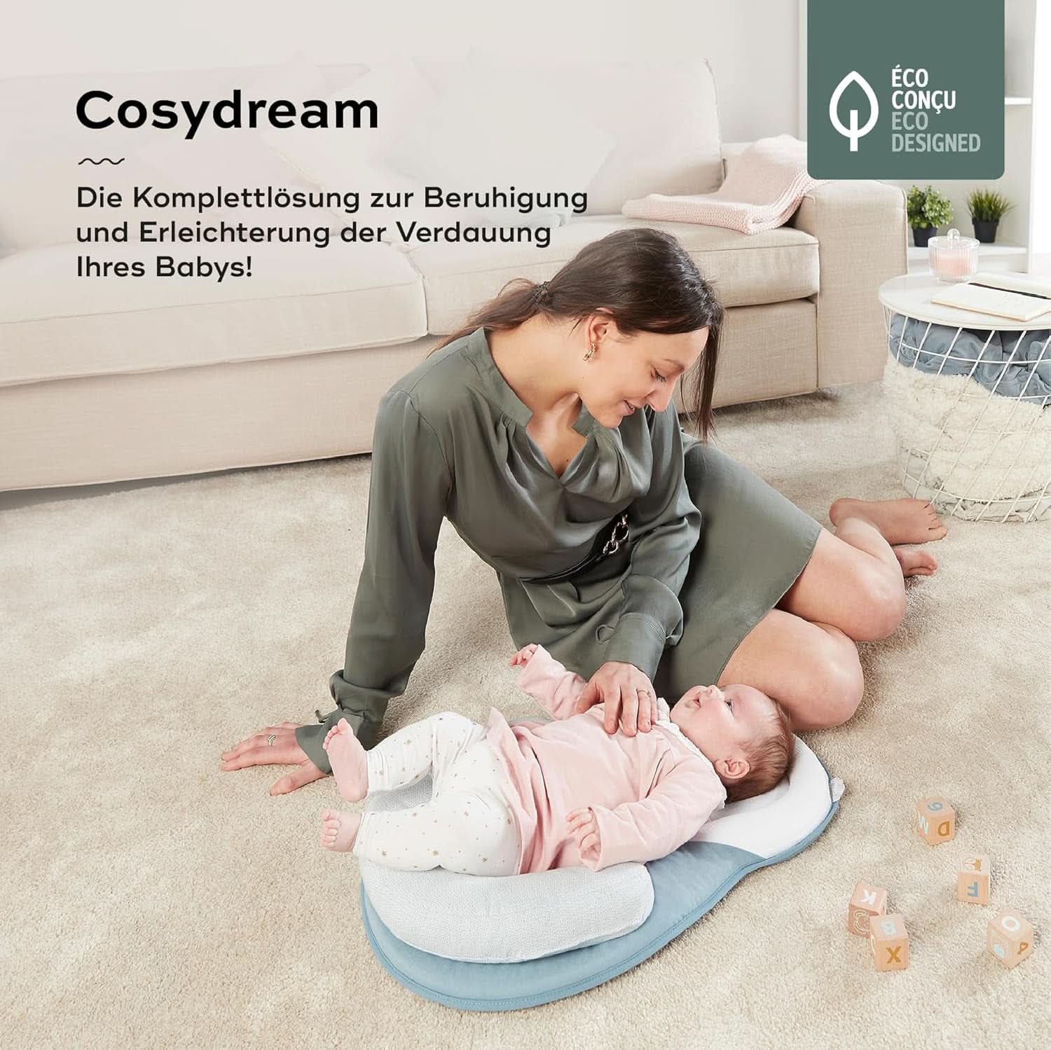 Babymoov Cosydream Almohada posicionadora Mosaic para bebés para aliviar los cólicos y prevenir la plagiocefalia, 0-3 meses Accesorios Alimentación y Lactancia Tienda Bebe Naty