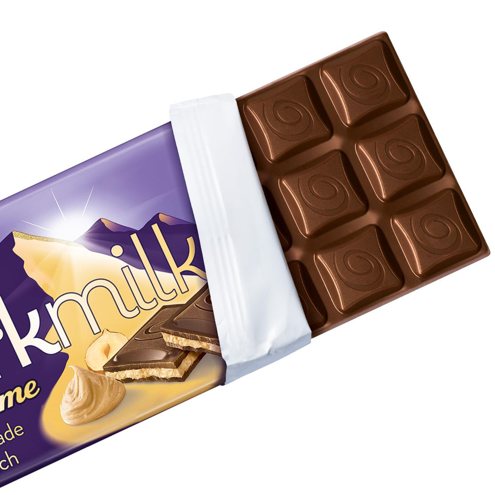 Milka Black Milk – Chocolate negro alpino con leche y relleno cremoso de turrón – 85g (paquete de 5)
