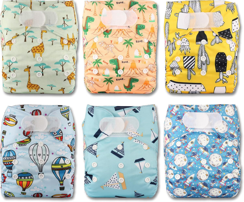 Littles and Bloomz Pañal reutilizable FLV2-0602, cierre de gancho y bucle estándar, 6 pañales