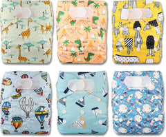 Littles and Bloomz Pañal reutilizable FLV2-0602, cierre de gancho y bucle estándar, 6 pañales