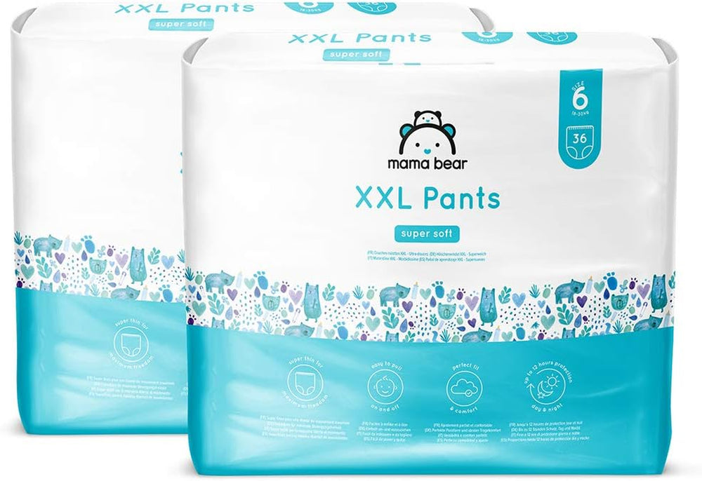 Marca Amazon: Mama Bear Pañales Pull-Up XXL, talla 6 (18-30 kg), 72 piezas (2 paquetes de 36)