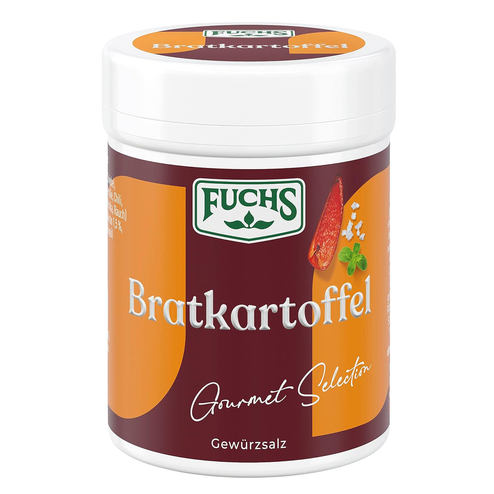 Fuchs Gourmet Selection Klassisch/Heimisch – Bratkartoffel Gewürzsalz, nachfüllbares Kartoffel Gewürz, Salz zum Würzen von Brat- & Ofenkartoffeln, Pommes Frites & Co, vegano, 70 g