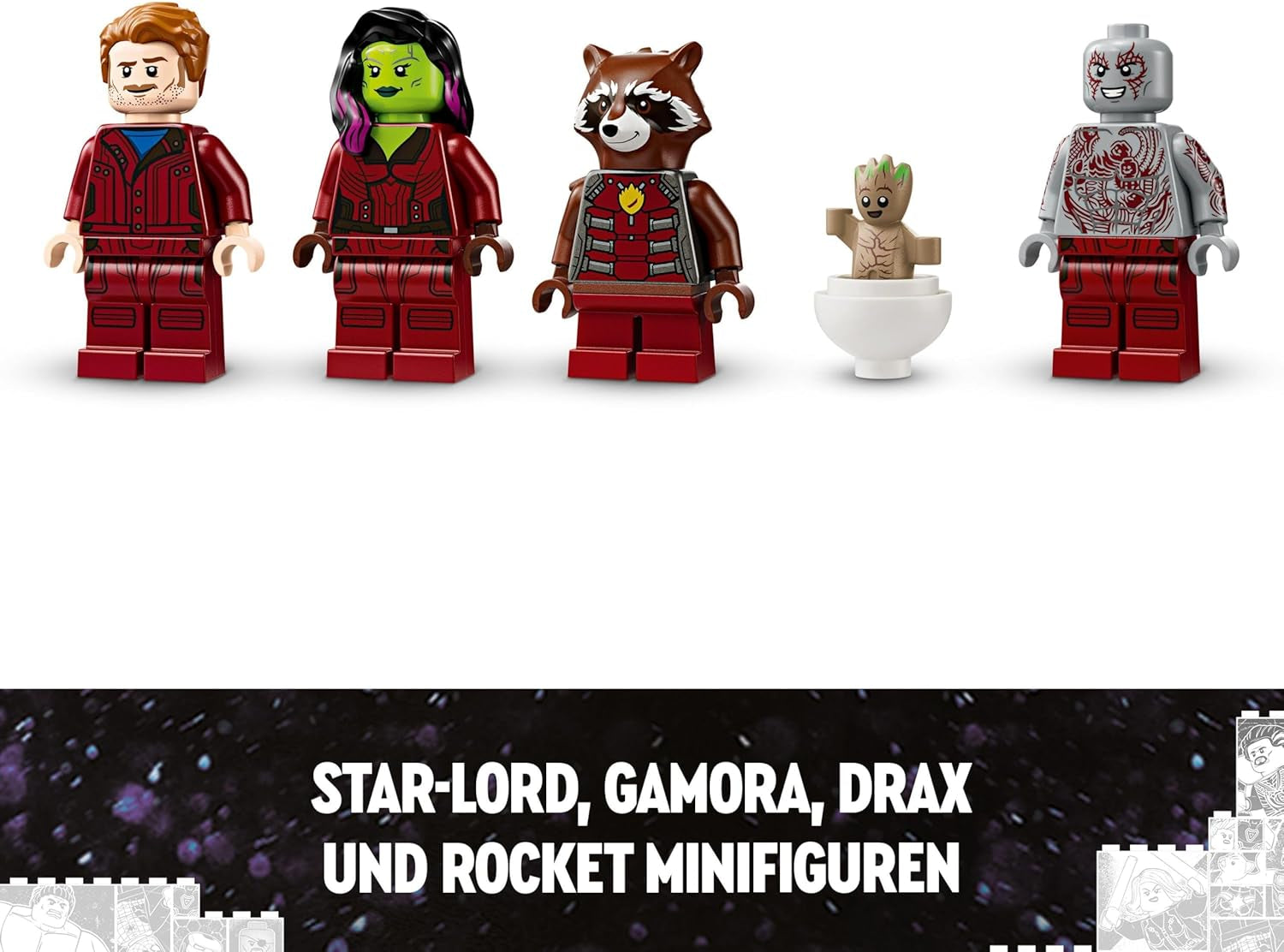 LEGO Marvel Guardianes de la Galaxia: Modelo de Nave Espacial de Construcción Milano con 4 Minifiguras de Superhéroes Volador de Los Vengadores para Aventuras Espaciales Regalo para niños y niñas 76286 Juegos de construcción Beuche den LEGO-Store