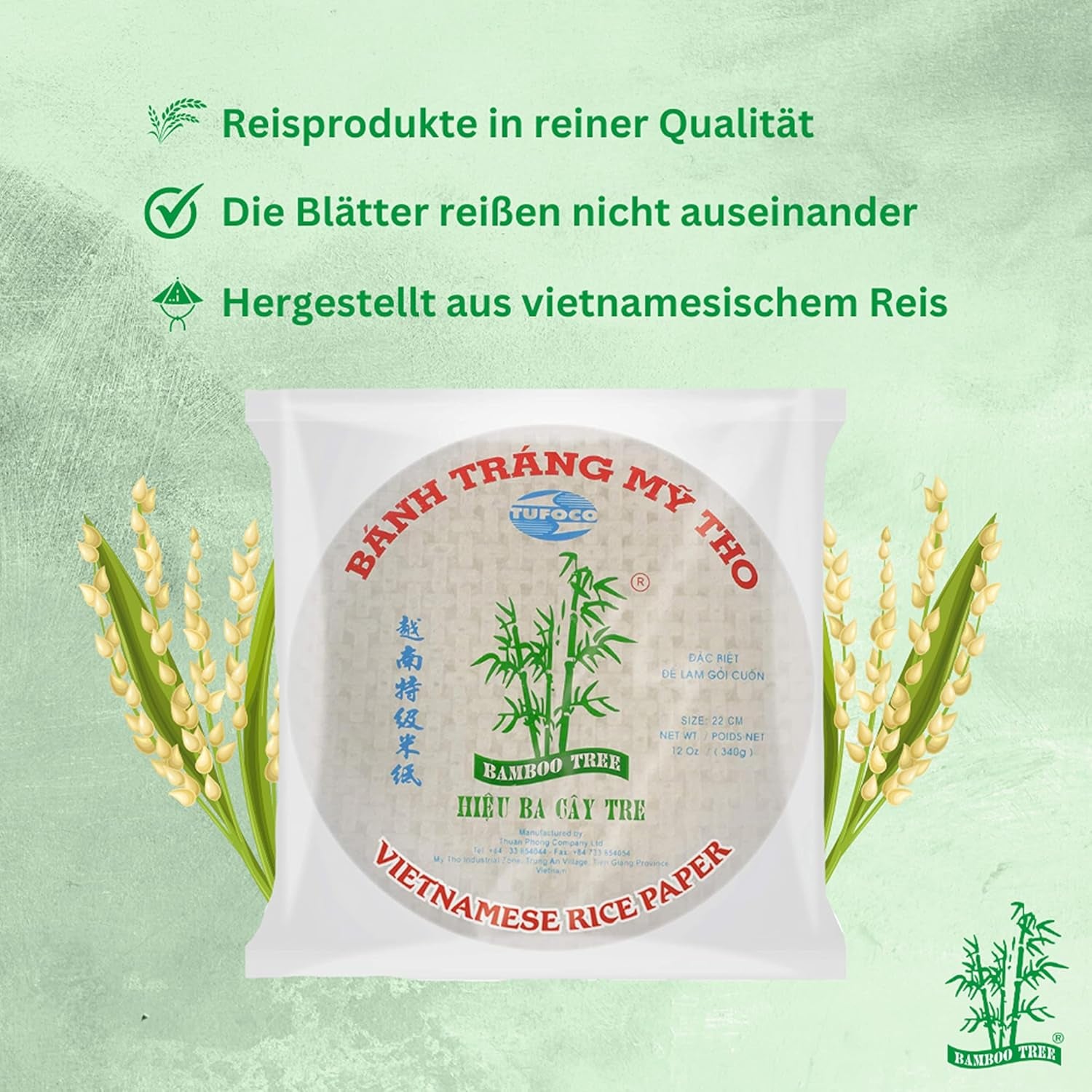 ARBOL DE BAMBÚ - Papel de arroz 31 cm. (Rollos de verano) - 44 x 340 g - Paquete múltiple