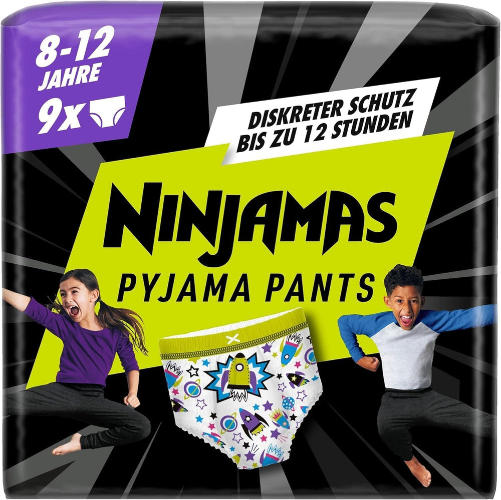 Pantalones de pijama de nave espacial, 9 pantalones de noche absorbentes, 8 años, 27 kg-43 kg, protección contra fugas durante toda la noche