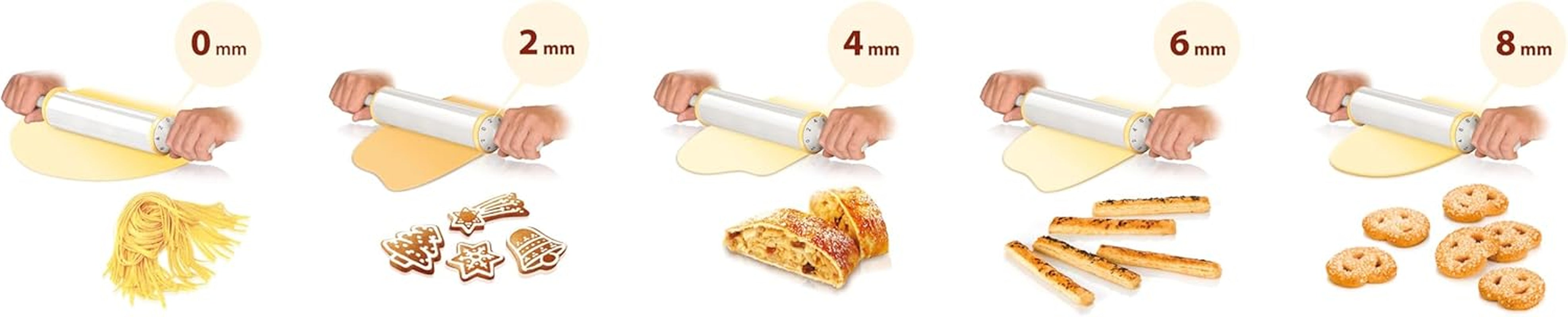 Tescoma Teigrolle mit Einstellbarer Teigstärke DELÍCIA, Weiß