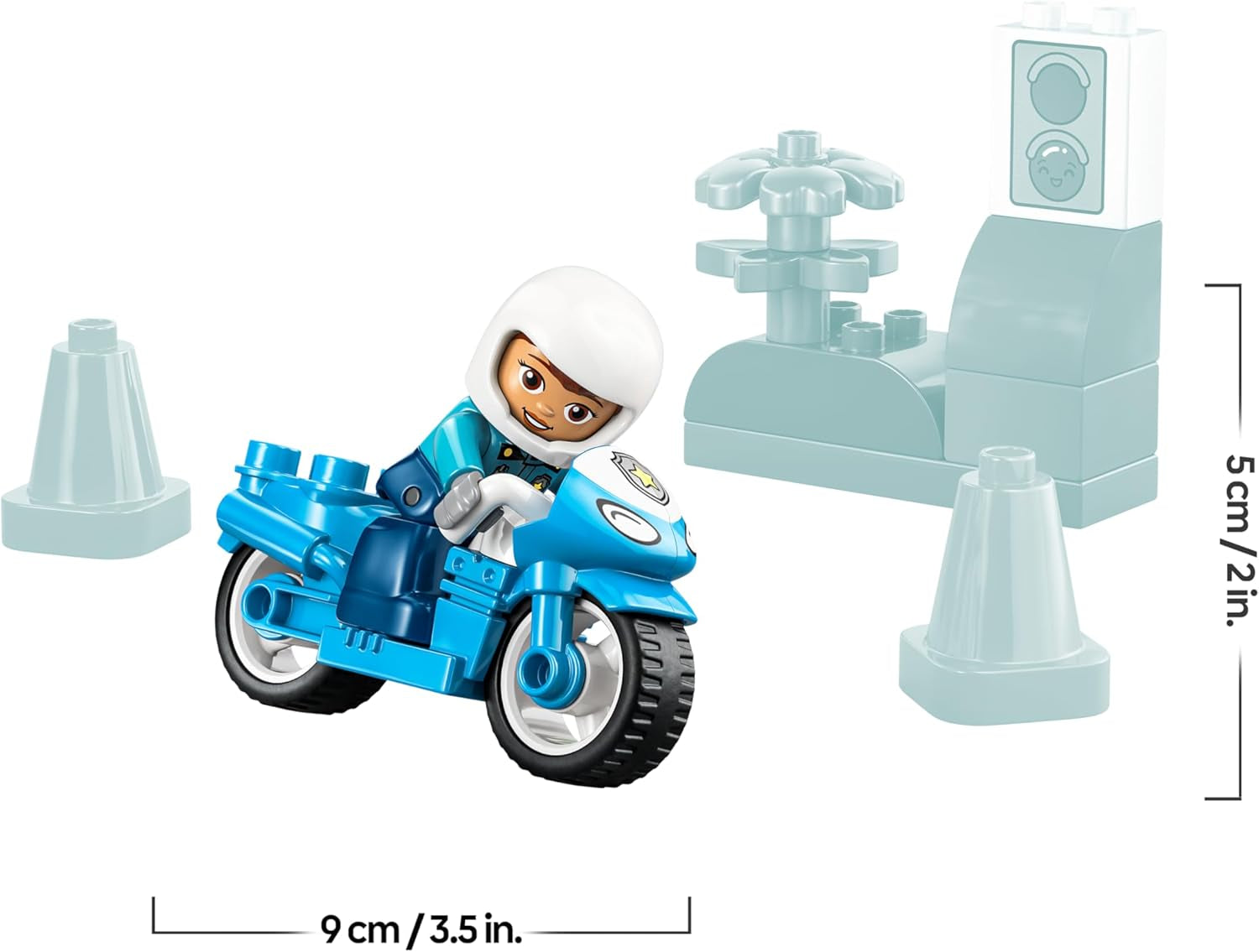 LEGO DUPLO Moto de policía azul - Lernspielzeug zur Förderung der Motorik für Kleinkinder - incl. Motorrad, Polizisten Figur und Verkehrsampel - Geschenk für Jungen und Mädchen ab 2 Jahren - 10471