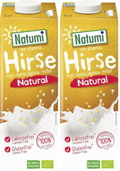 Natumi Bio Hirsedrink Natur, 6 x 1L - Sin lactosa, Vegano, Bio, Sin gluten, Milchfreie, Alternativa Milchfreie