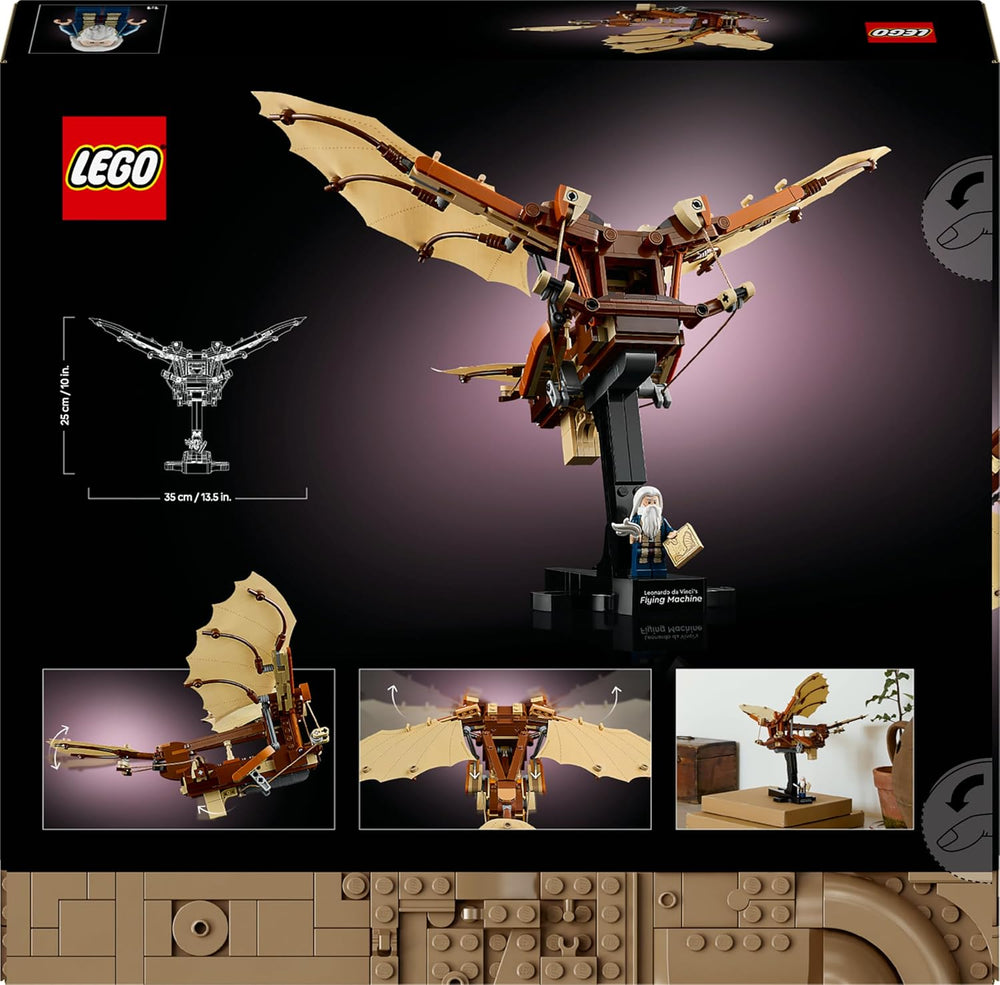 LEGO Icons Leonardo da Vincis Fluggerät mit schlagenden Flügeln - Minifigura y soporte incluidos - Bauset für Erwachsene - Deko-Set für Zuhause - Giftidee - 10363