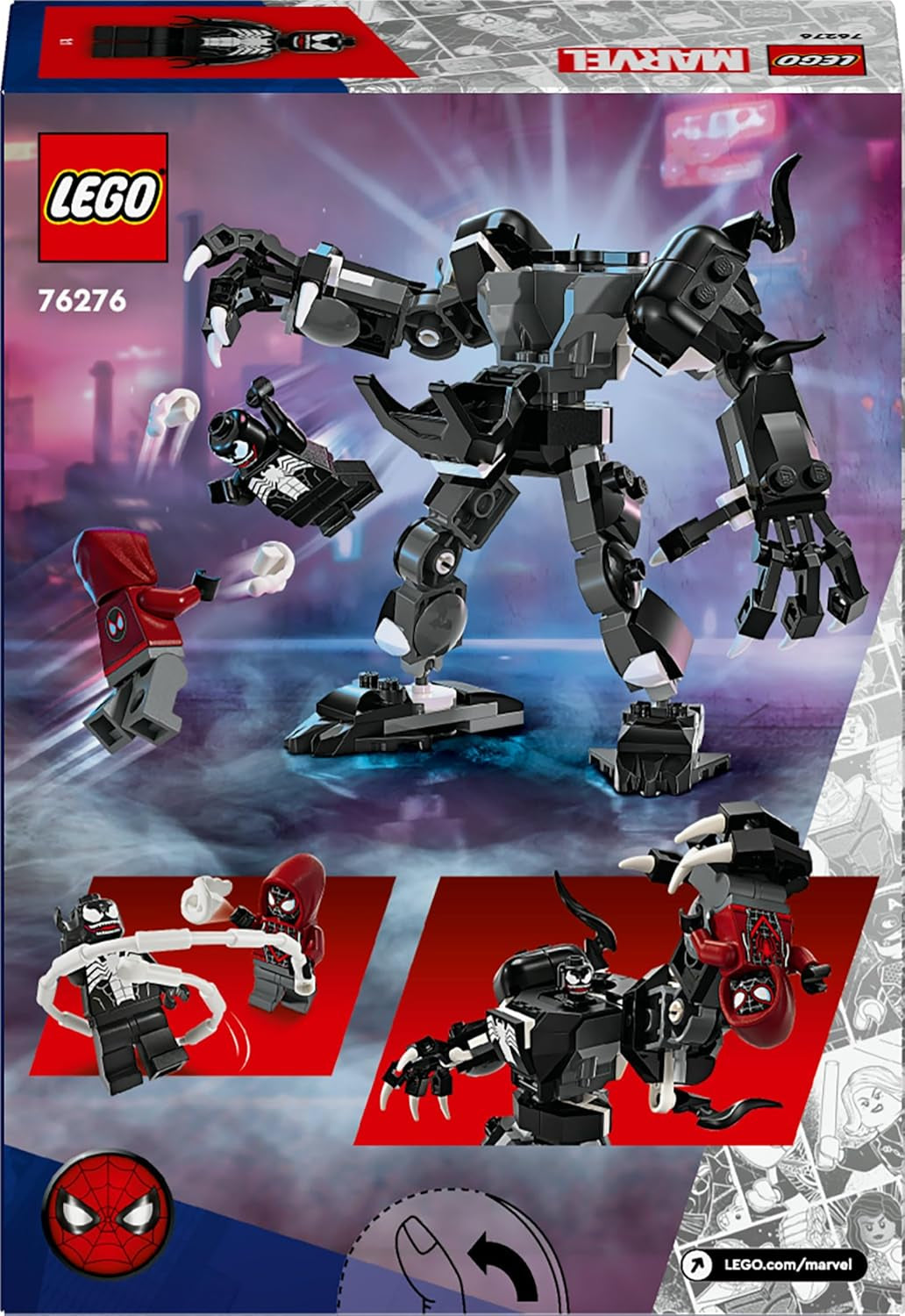 LEGO Marvel Venom Mech vs. Miles Morales Figuras de acción móviles para niños Set de Spider-Man con minifiguras de duelo de superhéroes Juguete de regalo para niños y niñas 6 años 76276 Juegos de construcción Besuche den LEGO-Store