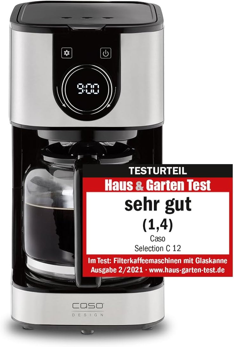Cafetieră CASO Selection C 10 Thermo Design – Carcasă din oțel inoxidabil, carafă izotermă de 1,2 l (10 cești), comenzi tactile și cronometru, funcție Aroma PLUS, filtru permanent, filtru anti-picurare