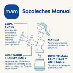 MAM Sacaleches manual E102 - Sacaleches para leche materna, cómodo y eficaz Accesorios Alimentación y Lactancia Tienda Bebe Naty