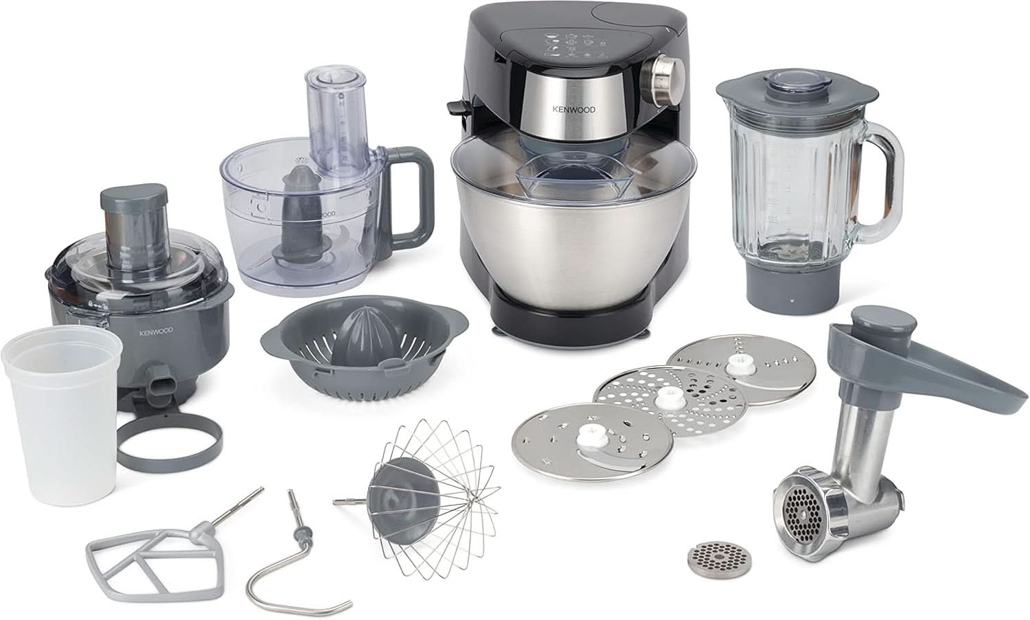 Kenwood Prospero+ KHC29A.R0SI Máquina de cocina, 4,3 L Edelstahlschüssel, Inkl. 10-Teiligem Zubehör-Set Mit Fleischwolf, Glas-Mixer, Zitruspresse, Entsafter Und Mehr, Inkl. Easyweigh Waage, 1000W, Plata Madre e Hijo Naty Shop Schwarz Inkl. 9 accesorios