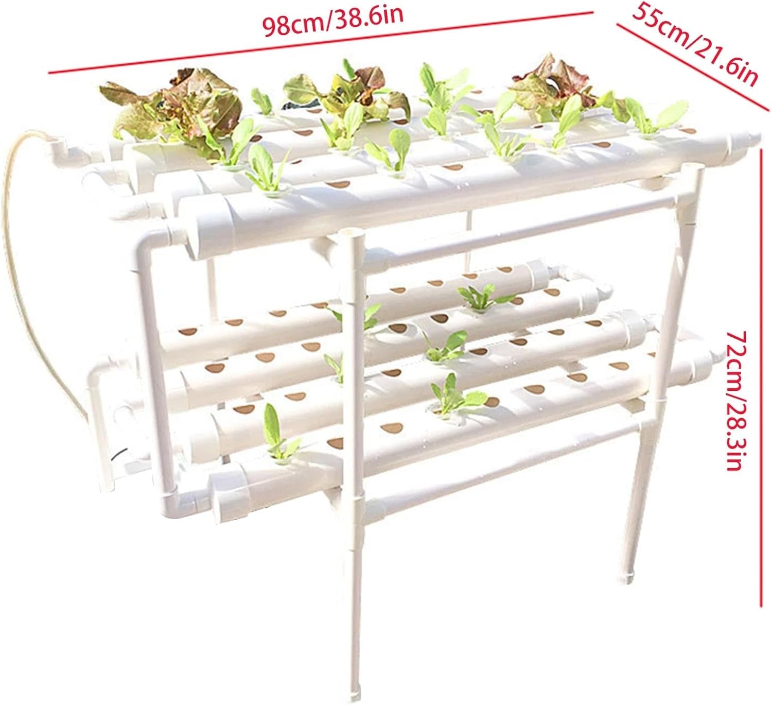 Kit de cultivo hidropónico Sistema de cultivo hidropónico de PVC 2 capas 72 orificios Kit de cultivo de sistema hidropónico Sistemas de cultivo de plantas sin suelo Sistema de cultivo hidropónico sin suelo en agua
