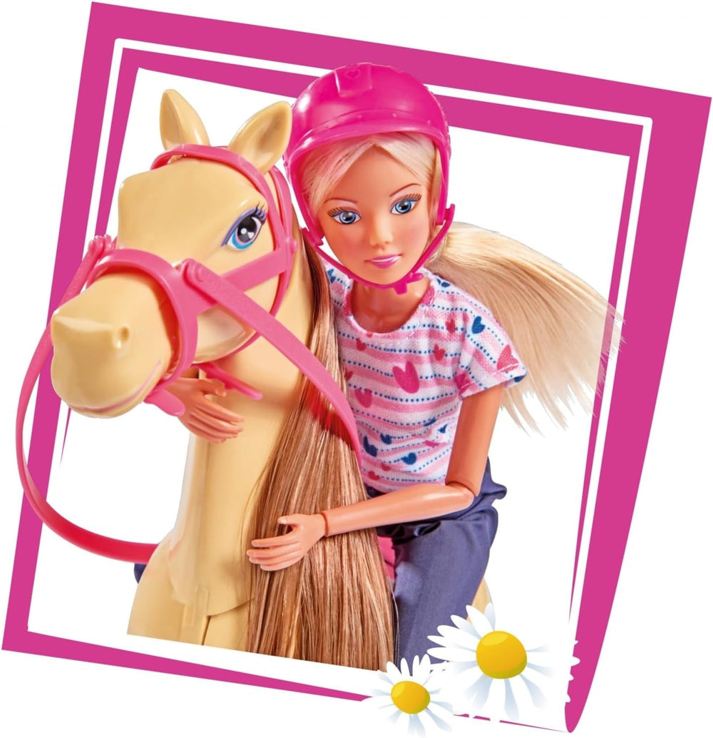 Simba 105730939 - Steffi Love Riding Tour, En traje de montar, Con 2 caballos, Muñeca totalmente articulada, Muñeca con disfraces, 29cm, Para niños a partir de 3 años Muñecas Naty Shop