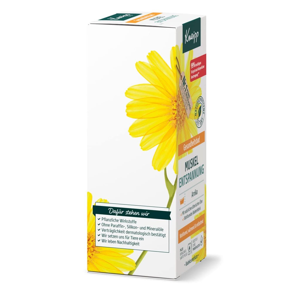 Kneipp Health Bath, Relaxare musculară, Ulei de baie cu extract de arnică și uleiuri esențiale din speciile Cabreuva, Rosemary și Pinus, revitalizează și face bine după efort fizic,100 ml Naty Shop
