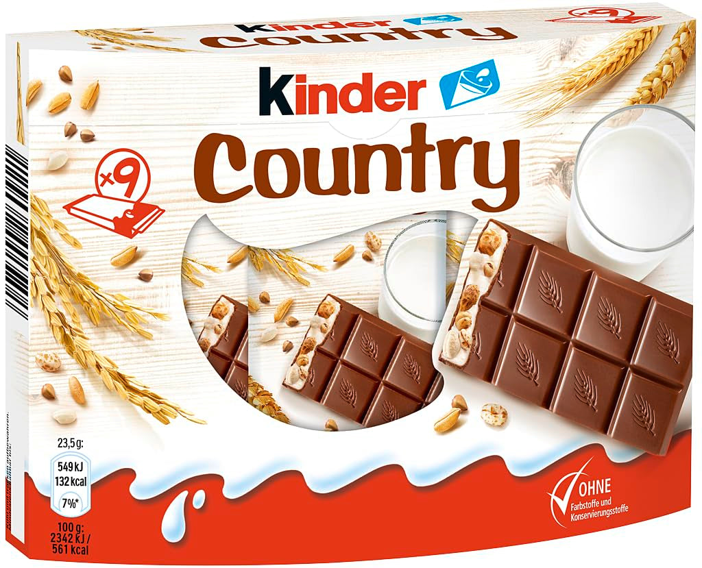 Barritas Kinder Country, 9 barritas, 212 g