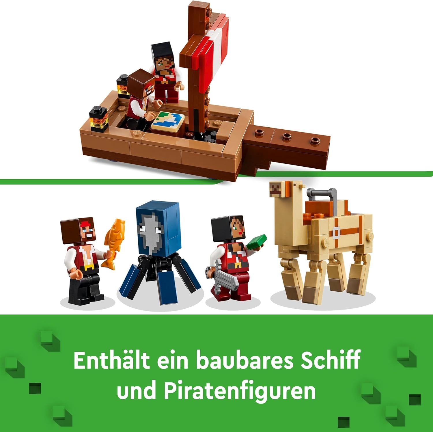 LEGO Minecraft El Viaje del Barco Pirata Calamar y Camello Figura Pirata Juguete Construcción de Barcos Juego de rol Regalo para niños y niñas 8 años 21259 Juegos de construcción Besuche den LEGO-Store
