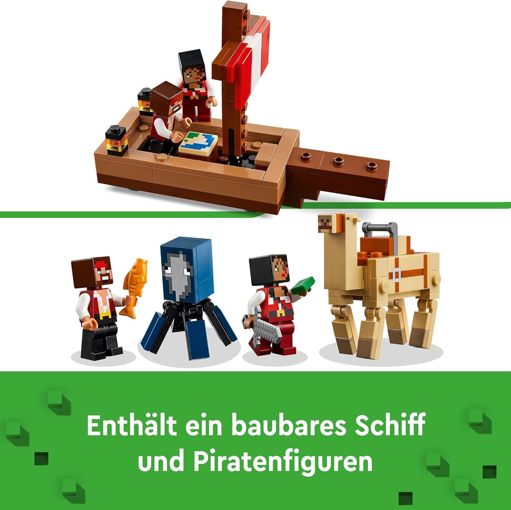 LEGO Minecraft El Viaje del Barco Pirata Calamar y Camello Figura Pirata Juguete Construcción de Barcos Juego de rol Regalo para niños y niñas 8 años 21259 Juegos de construcción Besuche den LEGO-Store